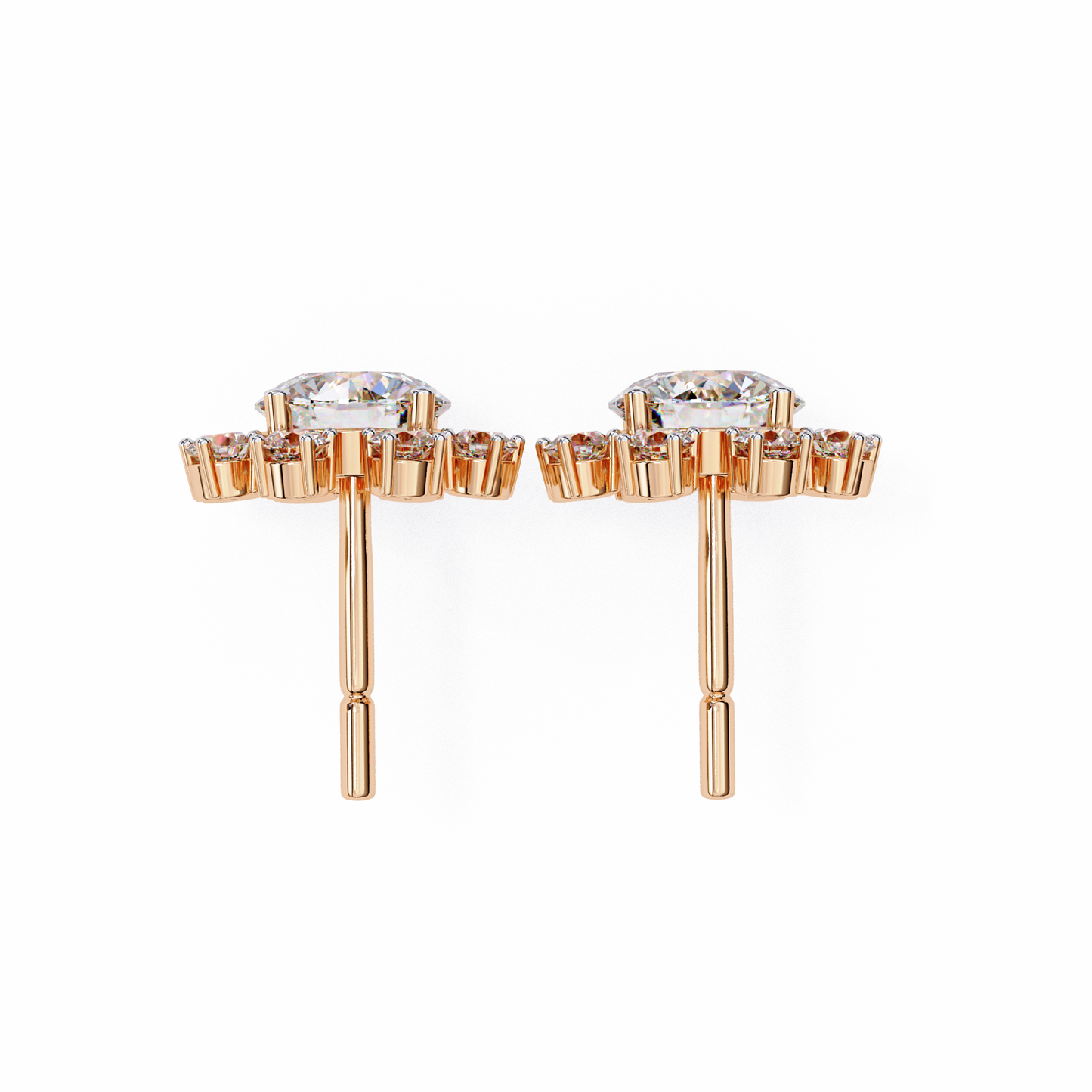 rose gold / moissanite, rose gold / lab grown