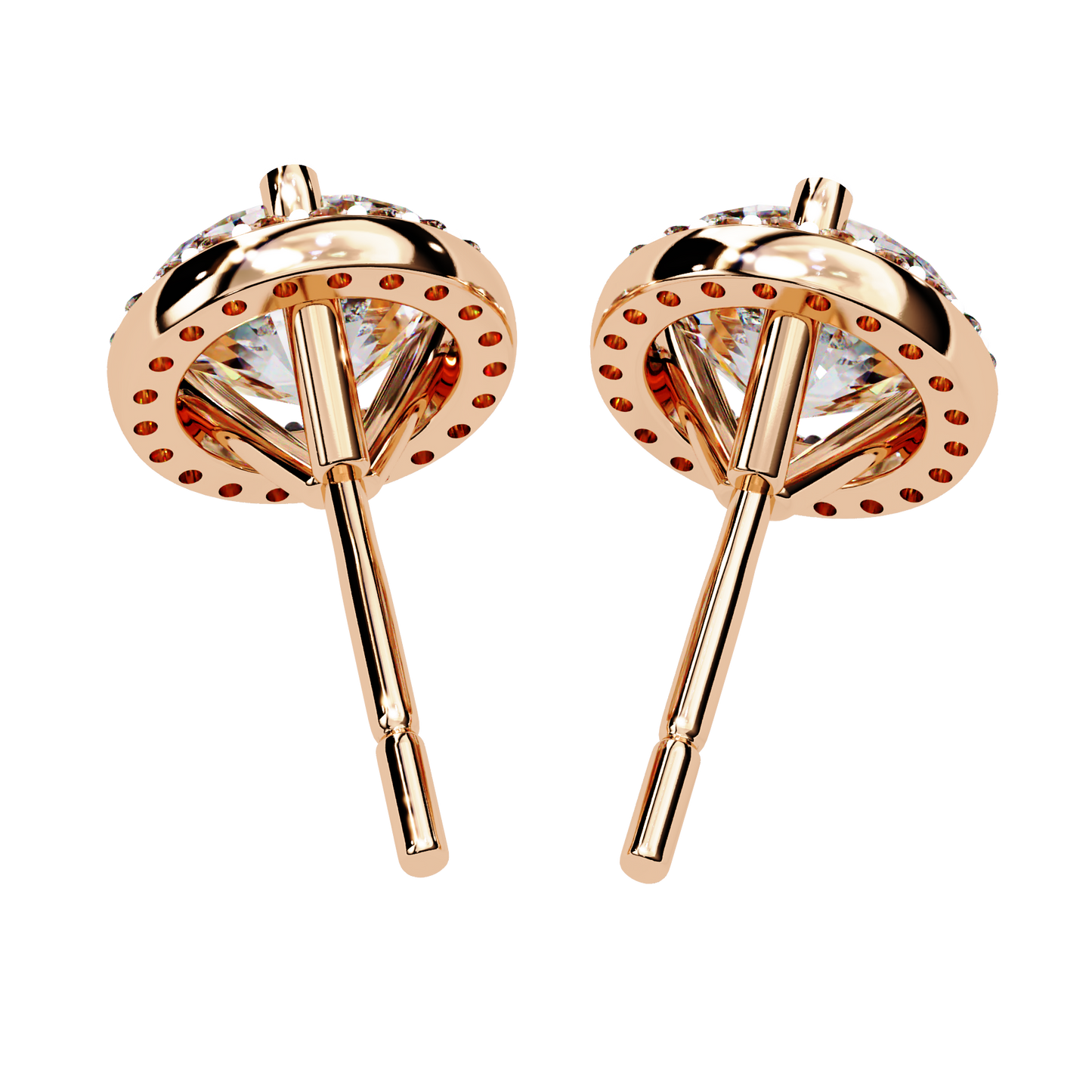 rose gold / moissanite, rose gold / lab grown