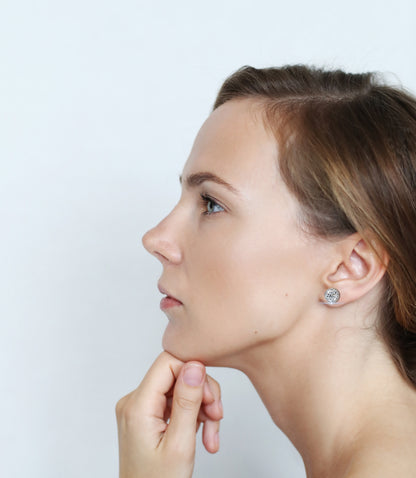 2.07 CT Round Diamond Halo Set Stud Earrings