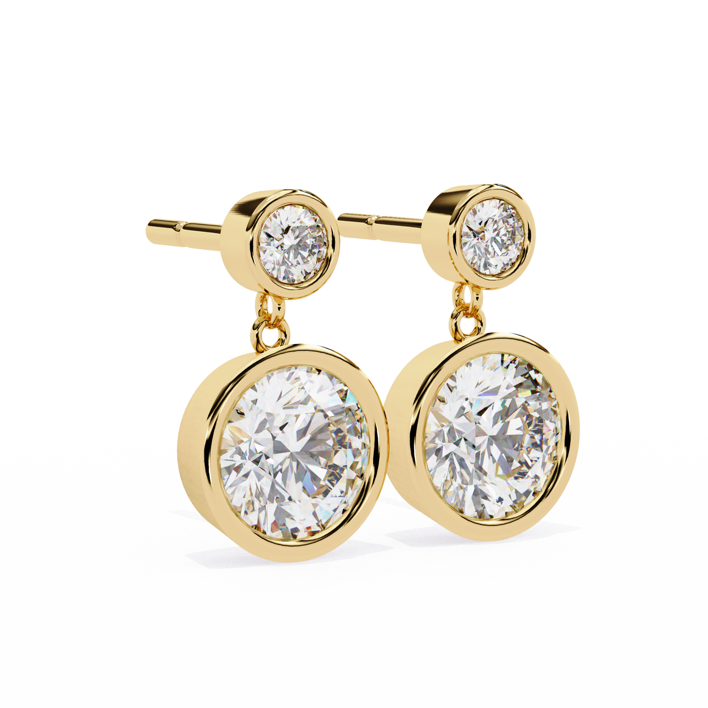 yellow gold / moissanite, yellow gold / lab grown