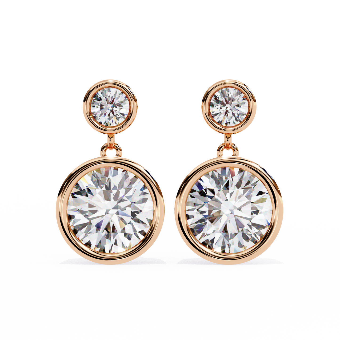 rose gold / moissanite, rose gold / lab grown