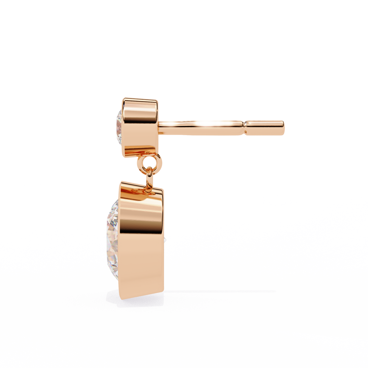 rose gold / moissanite, rose gold / lab grown