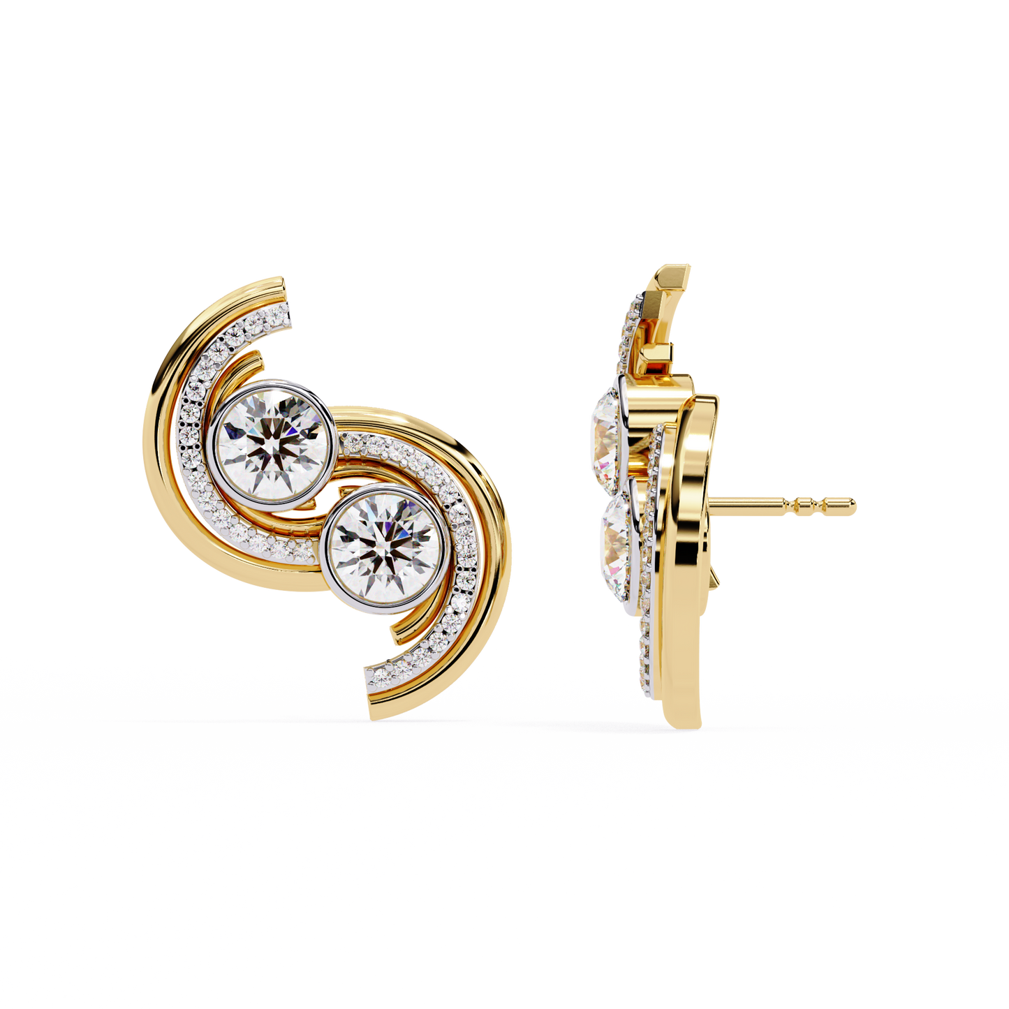 yellow gold / moissanite, yellow gold / lab grown