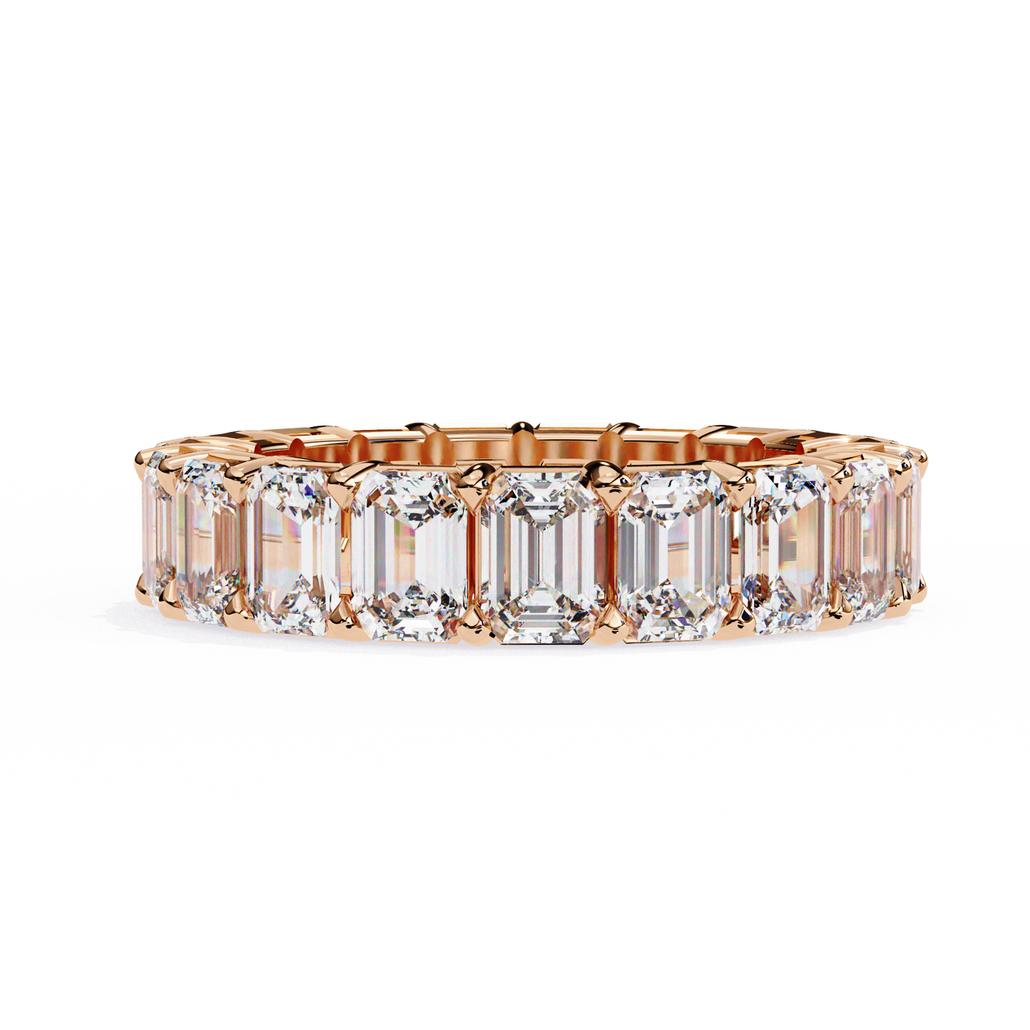rose gold / moissanite, rose gold / lab grown