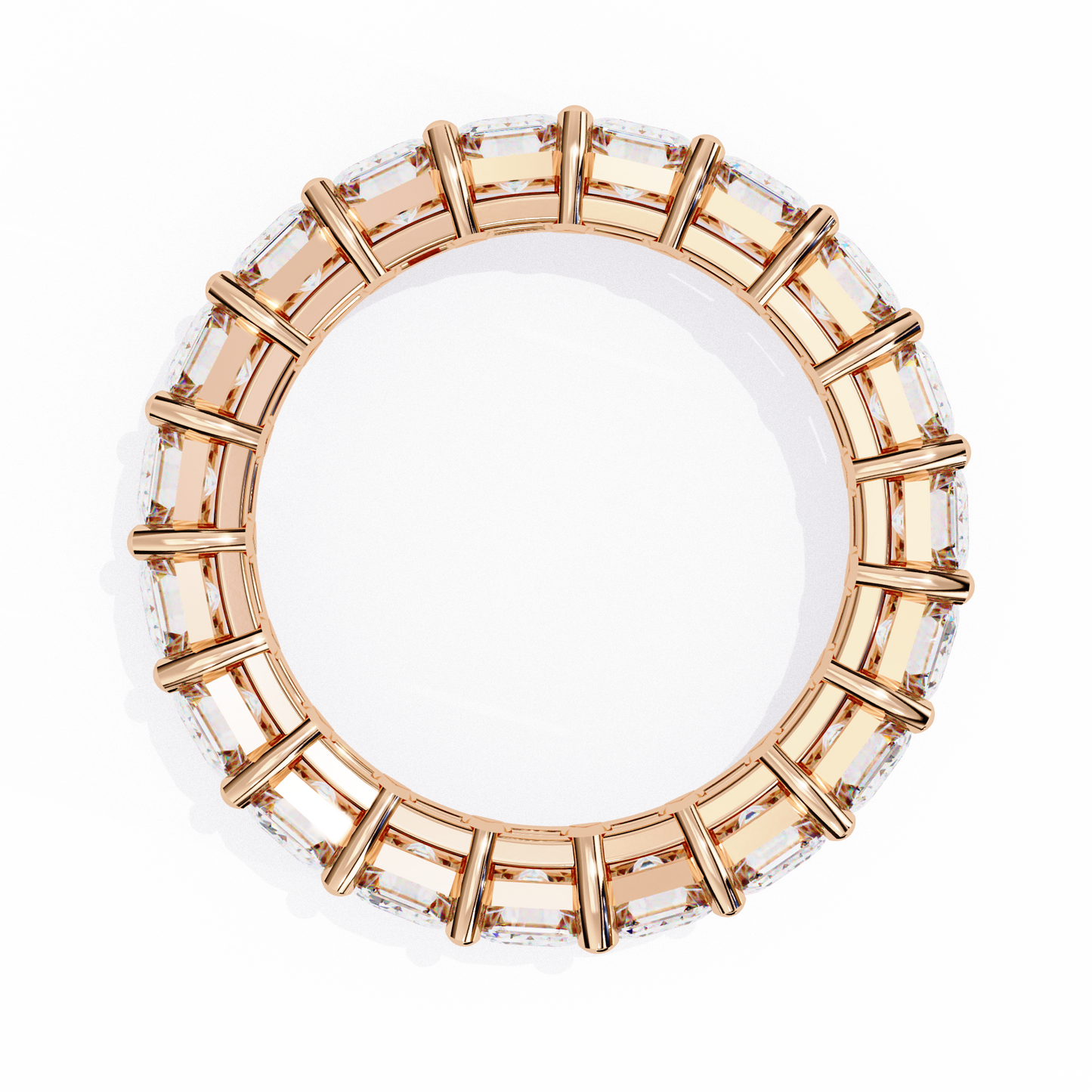 rose gold / moissanite, rose gold / lab grown