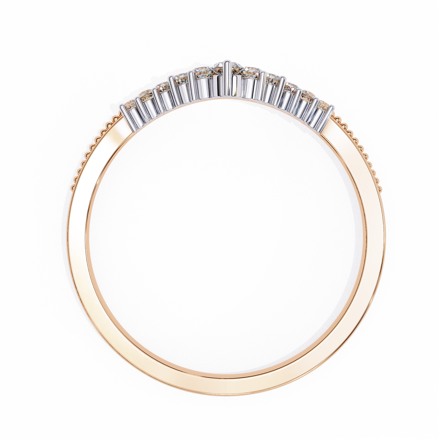 rose gold / moissanite, rose gold / lab grown