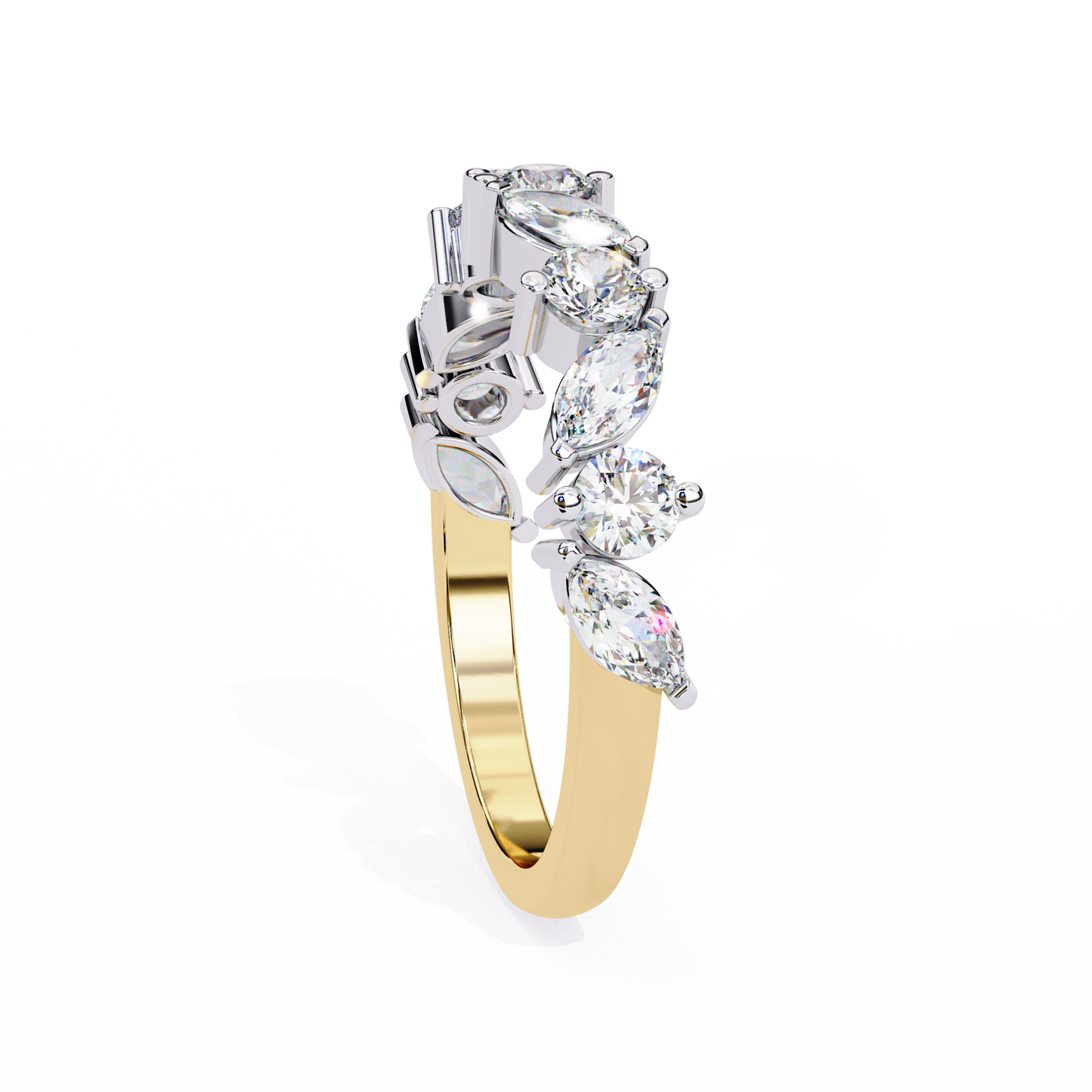 yellow gold / moissanite, yellow gold / lab grown