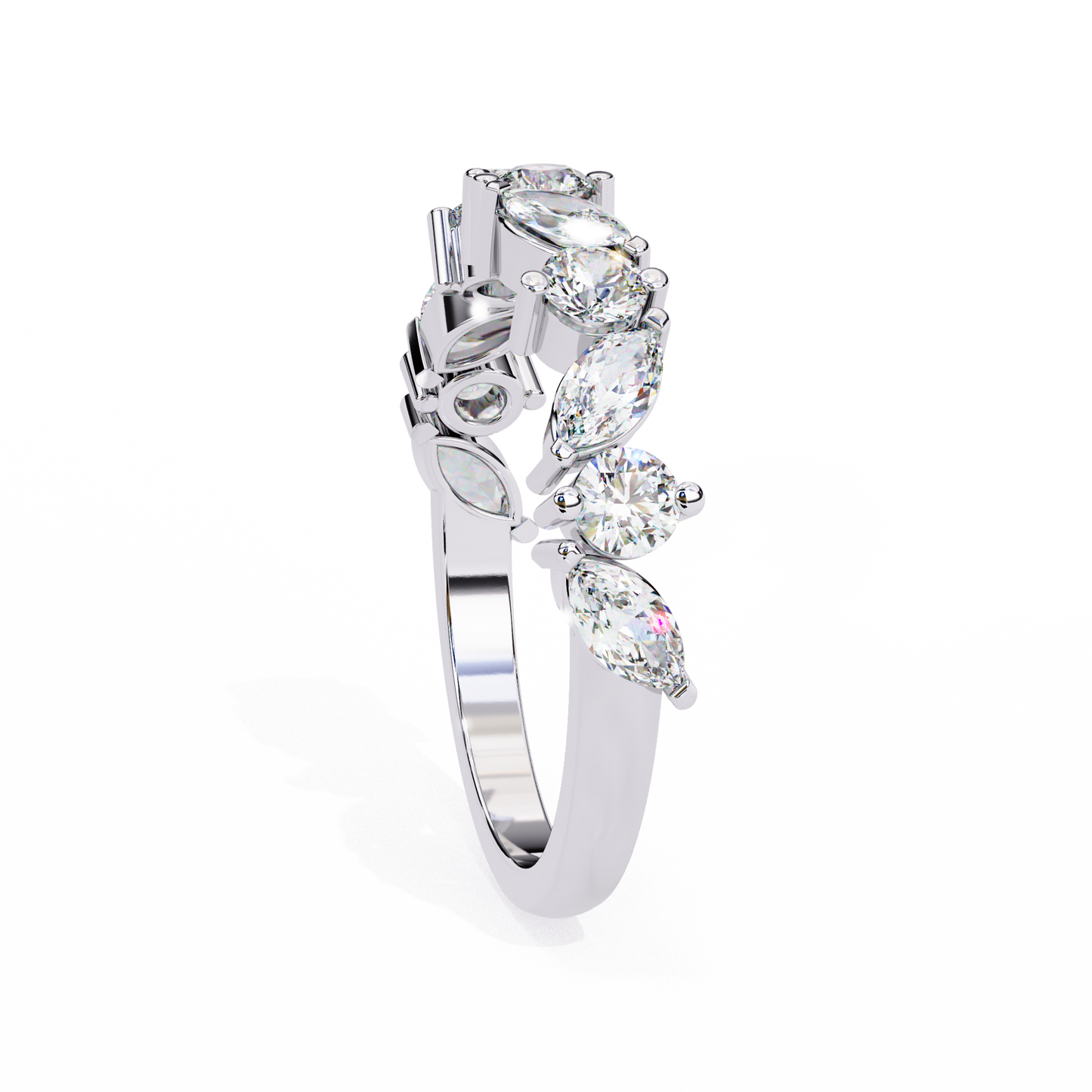 white gold / moissanite, white gold / lab grown