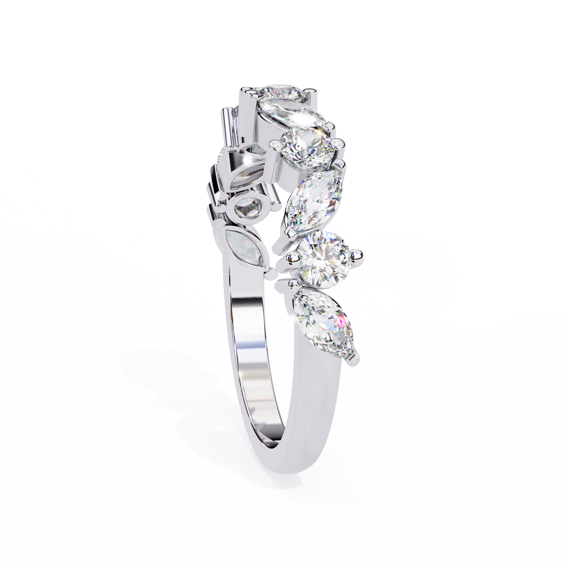 White Gold / Moissanite, White Gold / Lab Grown