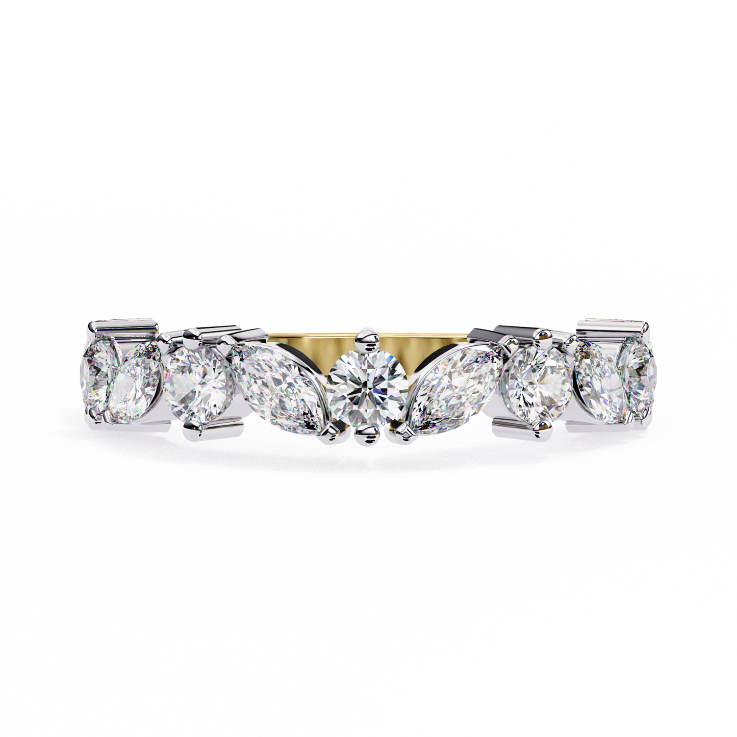 yellow gold / moissanite, yellow gold / lab grown