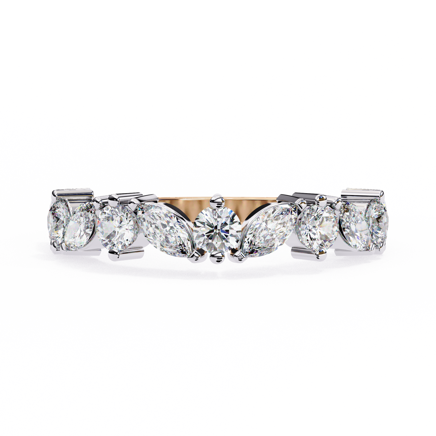 rose gold / moissanite, rose gold / lab grown
