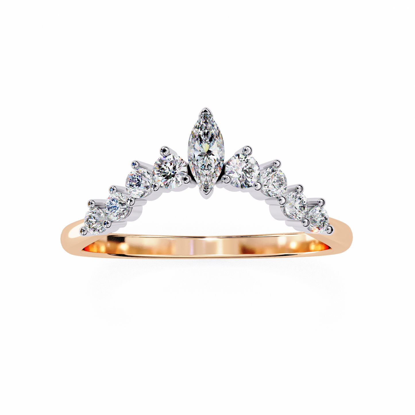 rose gold / moissanite, rose gold / lab grown