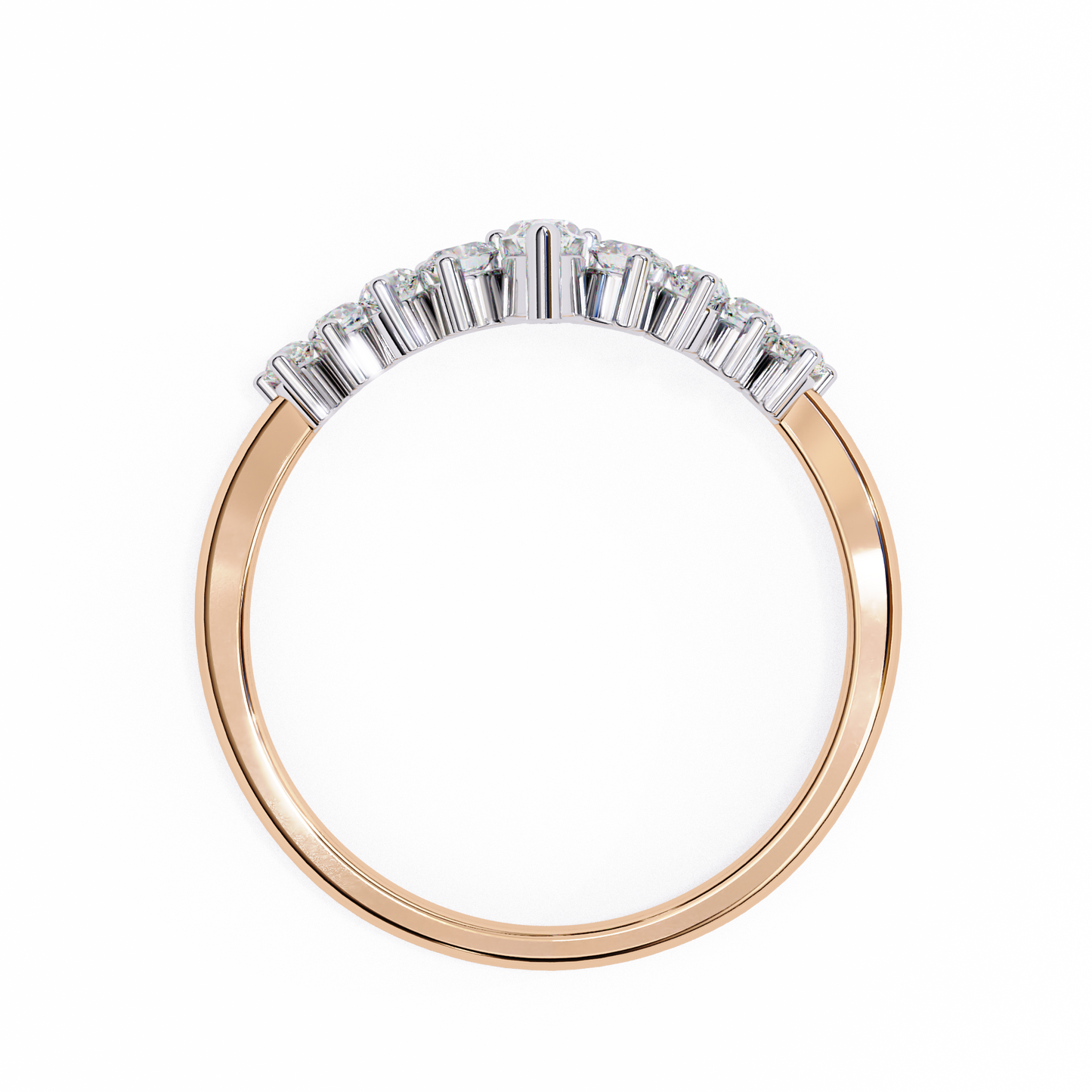 rose gold / moissanite, rose gold / lab grown