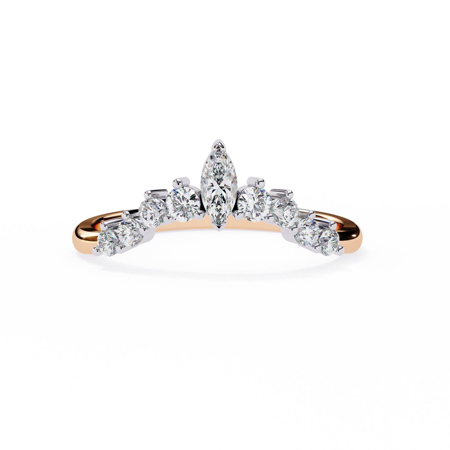 rose gold / moissanite, rose gold / lab grown