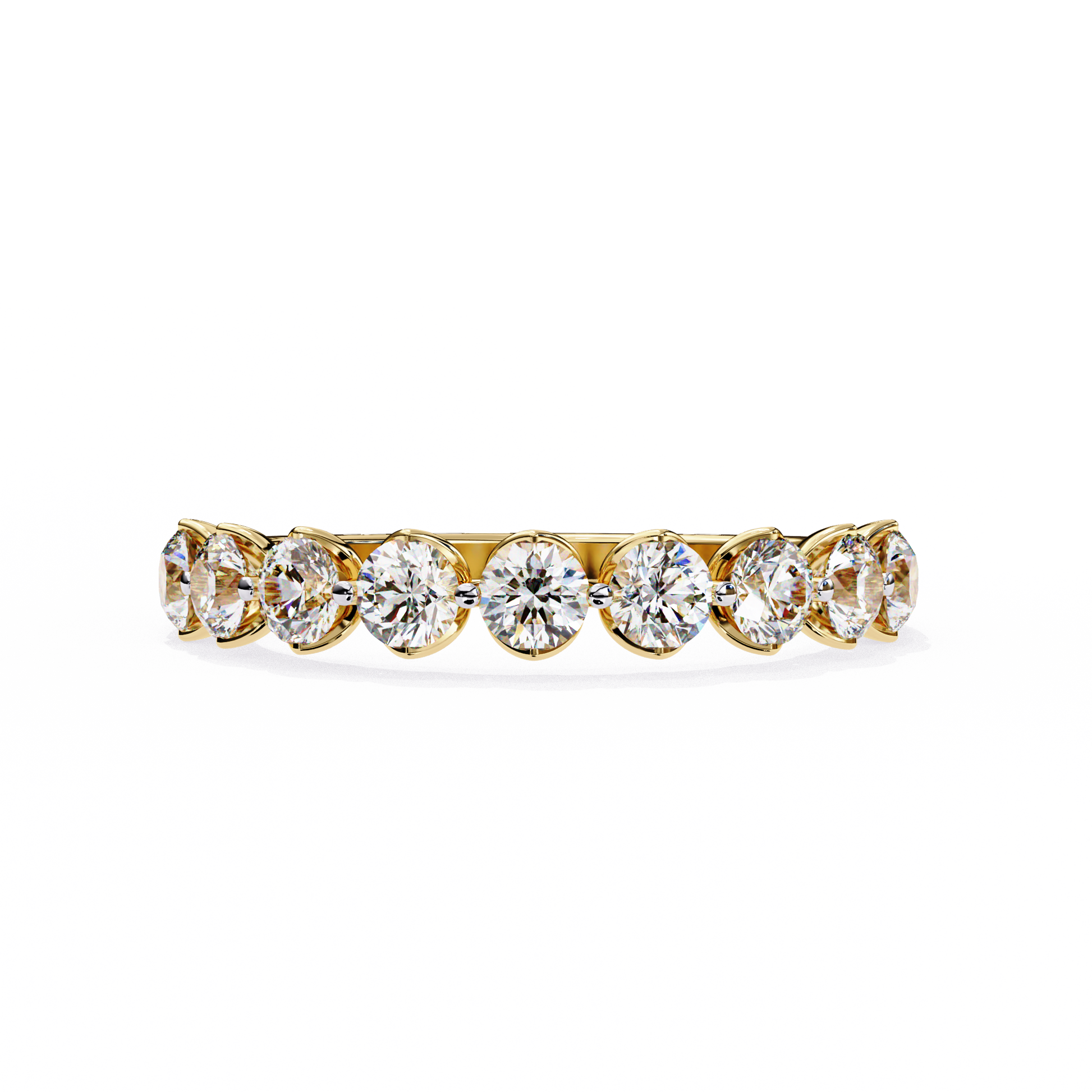 Round Diamond Unique Prong Set Wedding Band