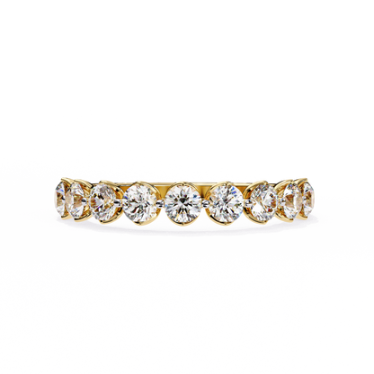 Round Diamond Unique Prong Set Wedding Band