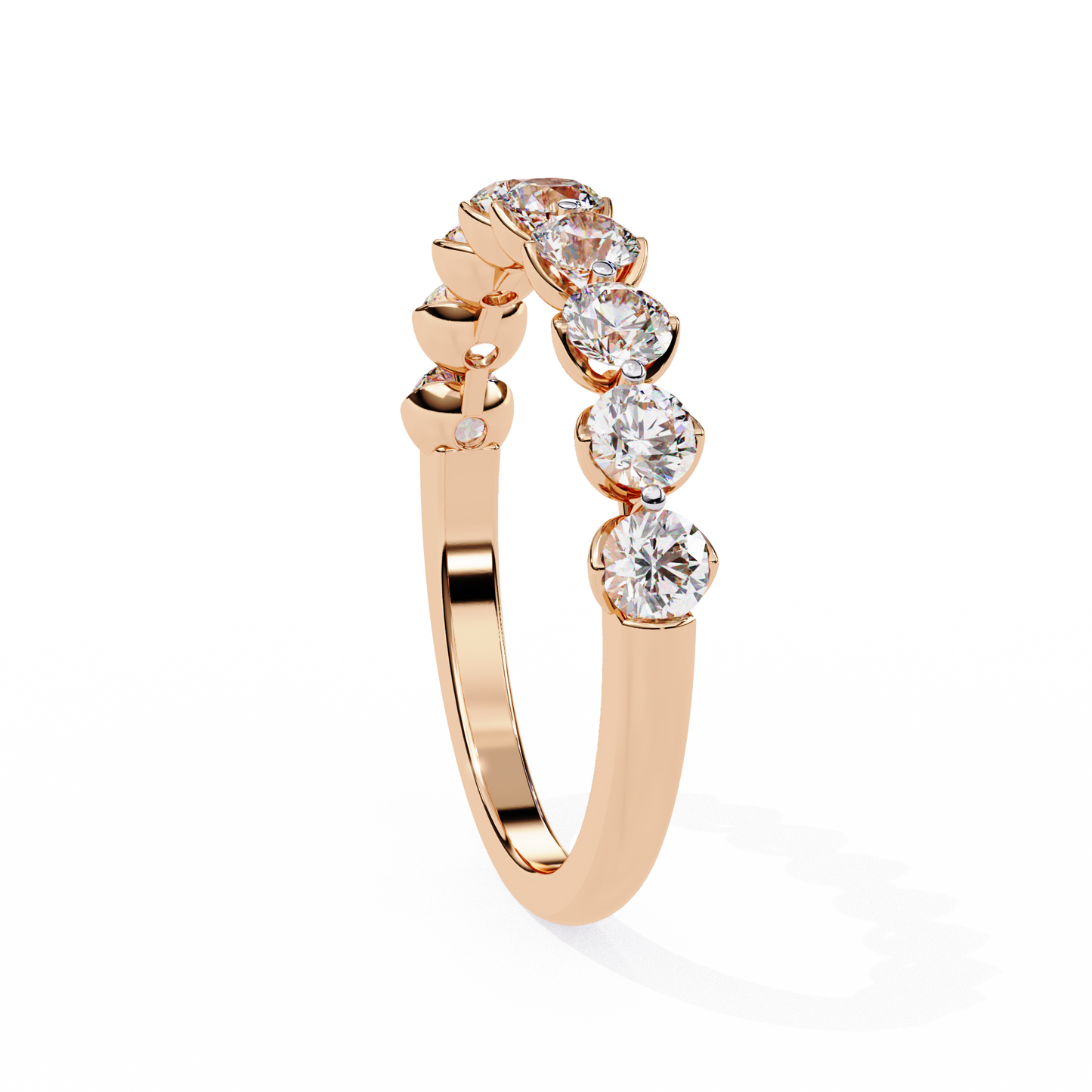 rose gold / moissanite, rose gold / lab grown