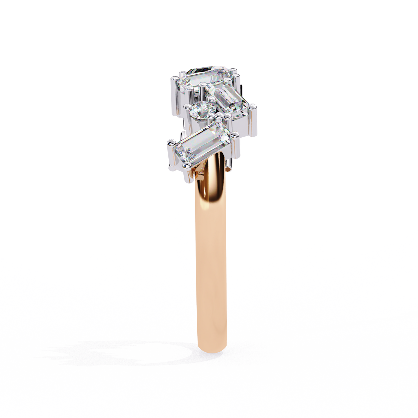 rose gold / moissanite, rose gold / lab grown