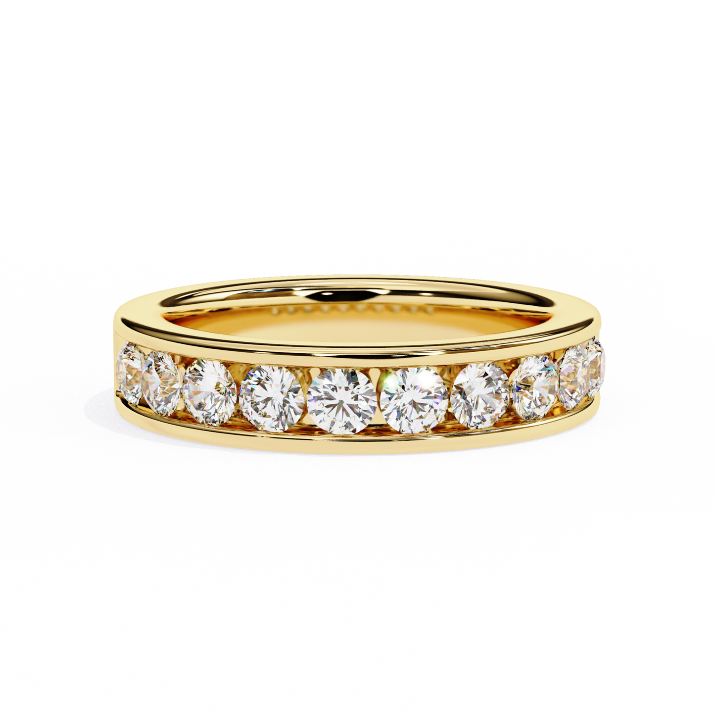 yellow gold / moissanite, yellow gold / lab grown