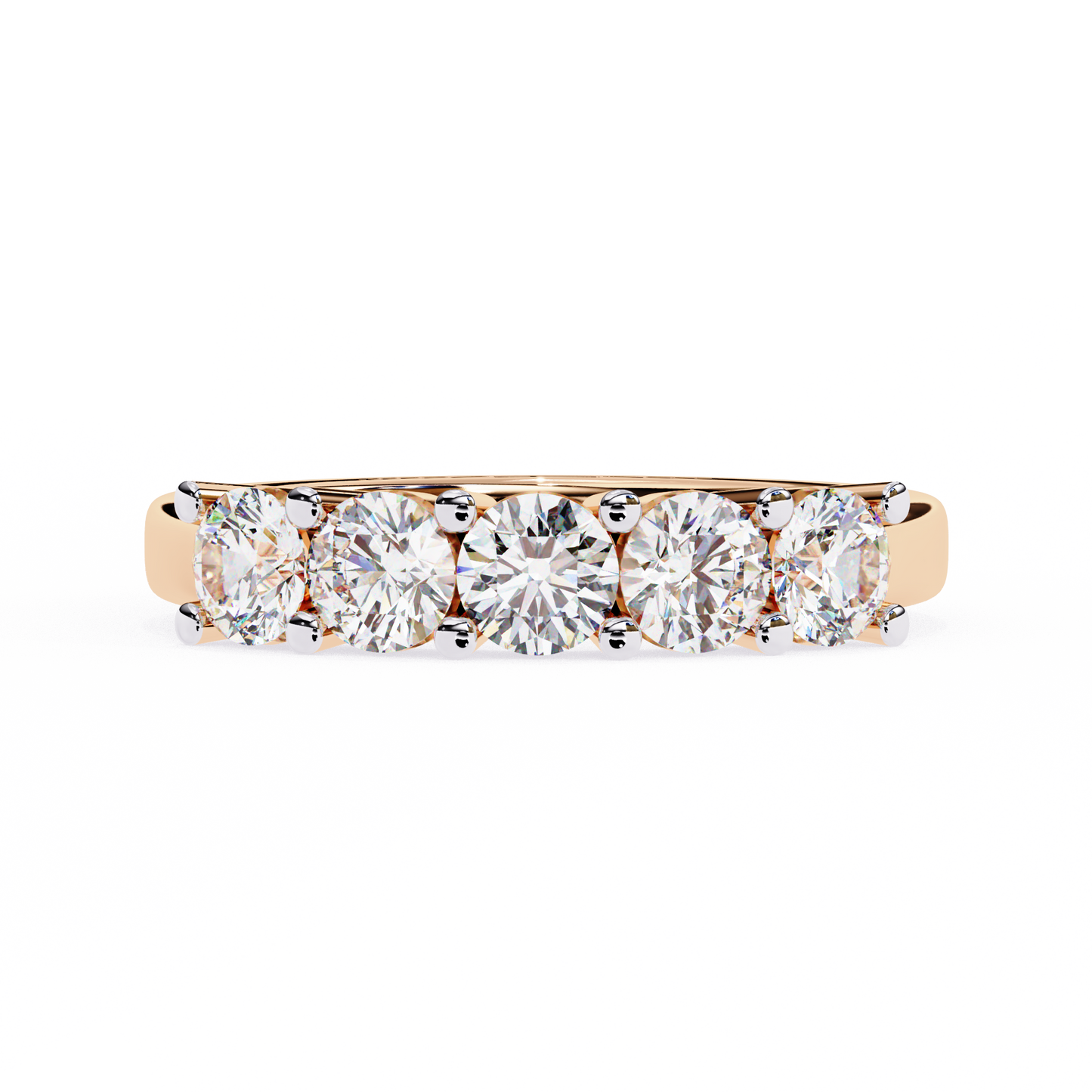 rose gold / moissanite, rose gold / lab grown