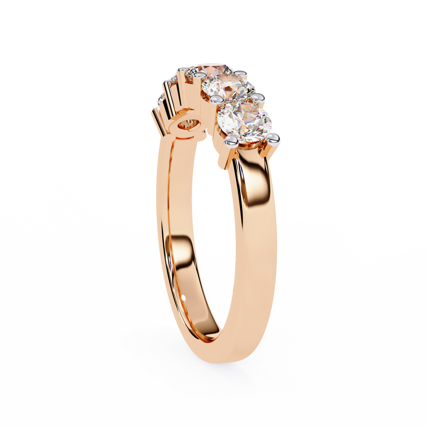 rose gold / moissanite, rose gold / lab grown