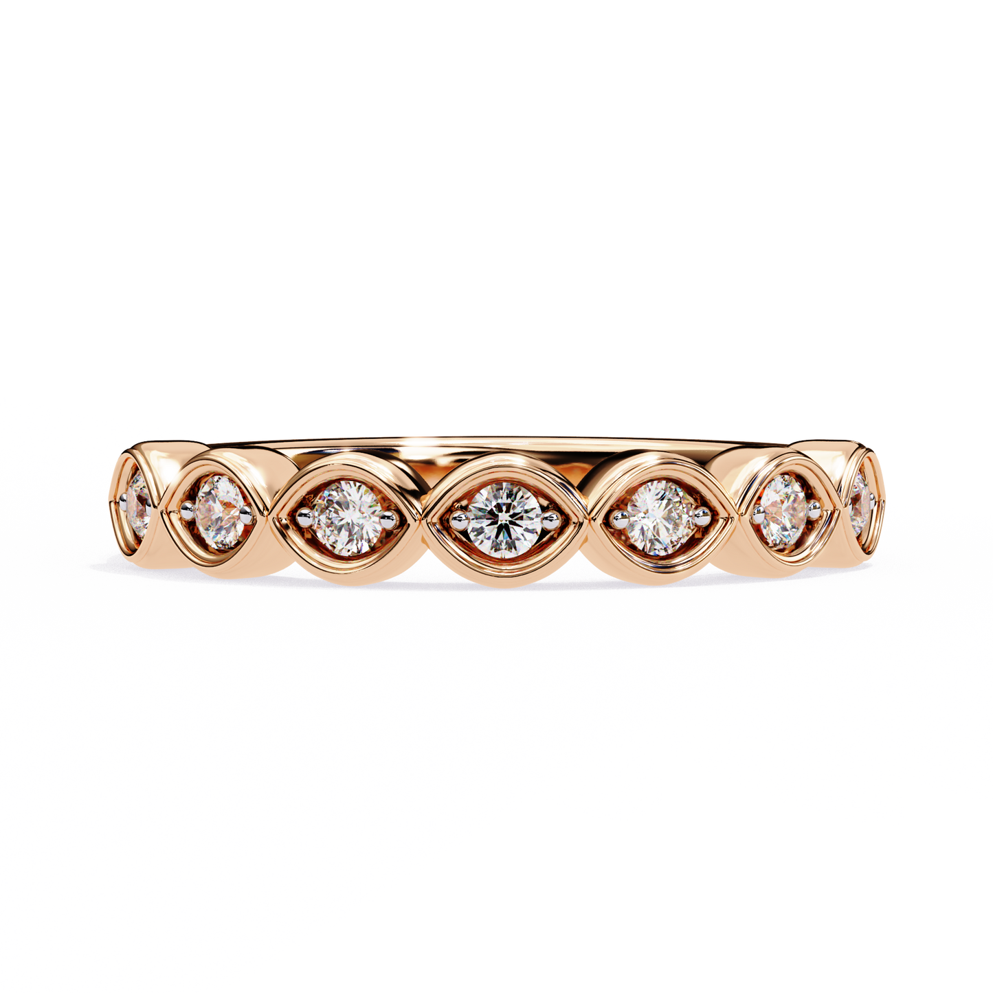 rose gold / moissanite, rose gold / lab grown