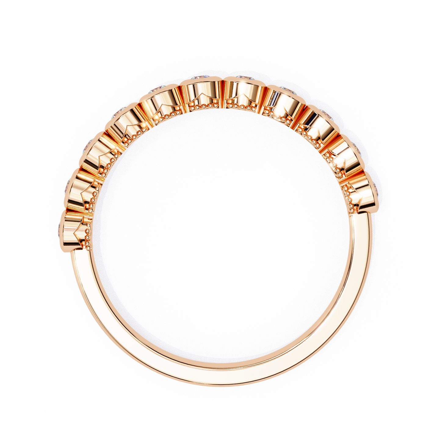 rose gold / moissanite, rose gold / lab grown