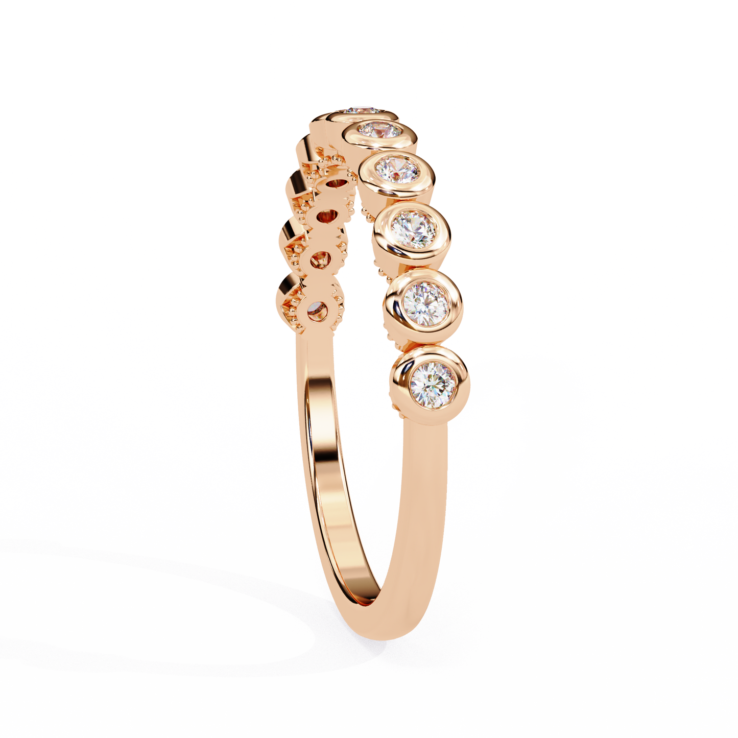 rose gold / moissanite, rose gold / lab grown