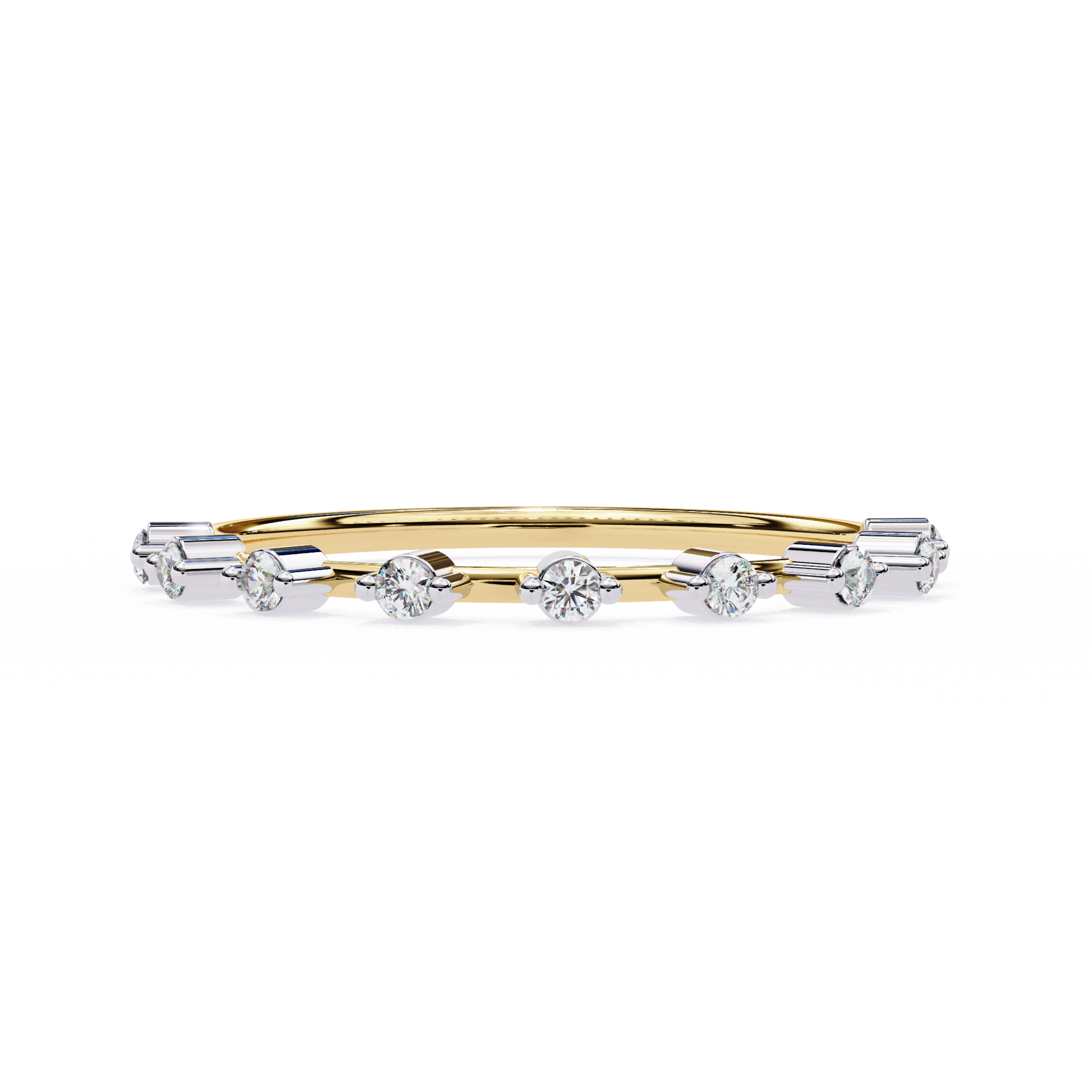 Round Diamond Prong Half Eternity Wedding Band