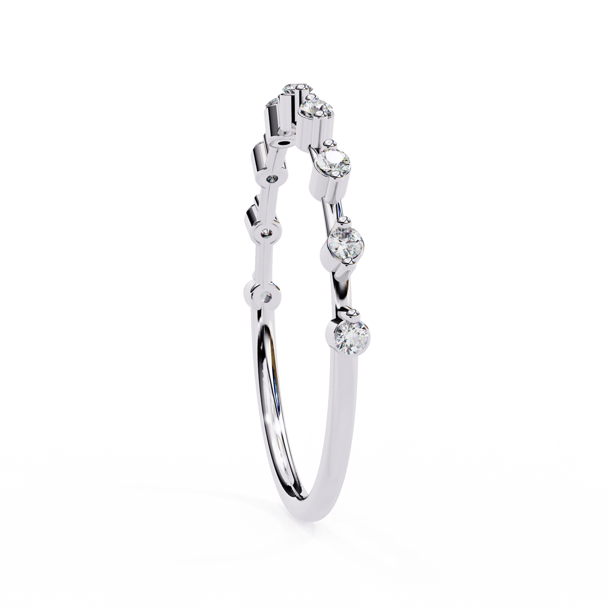White Gold / Moissanite, White Gold / Lab Grown