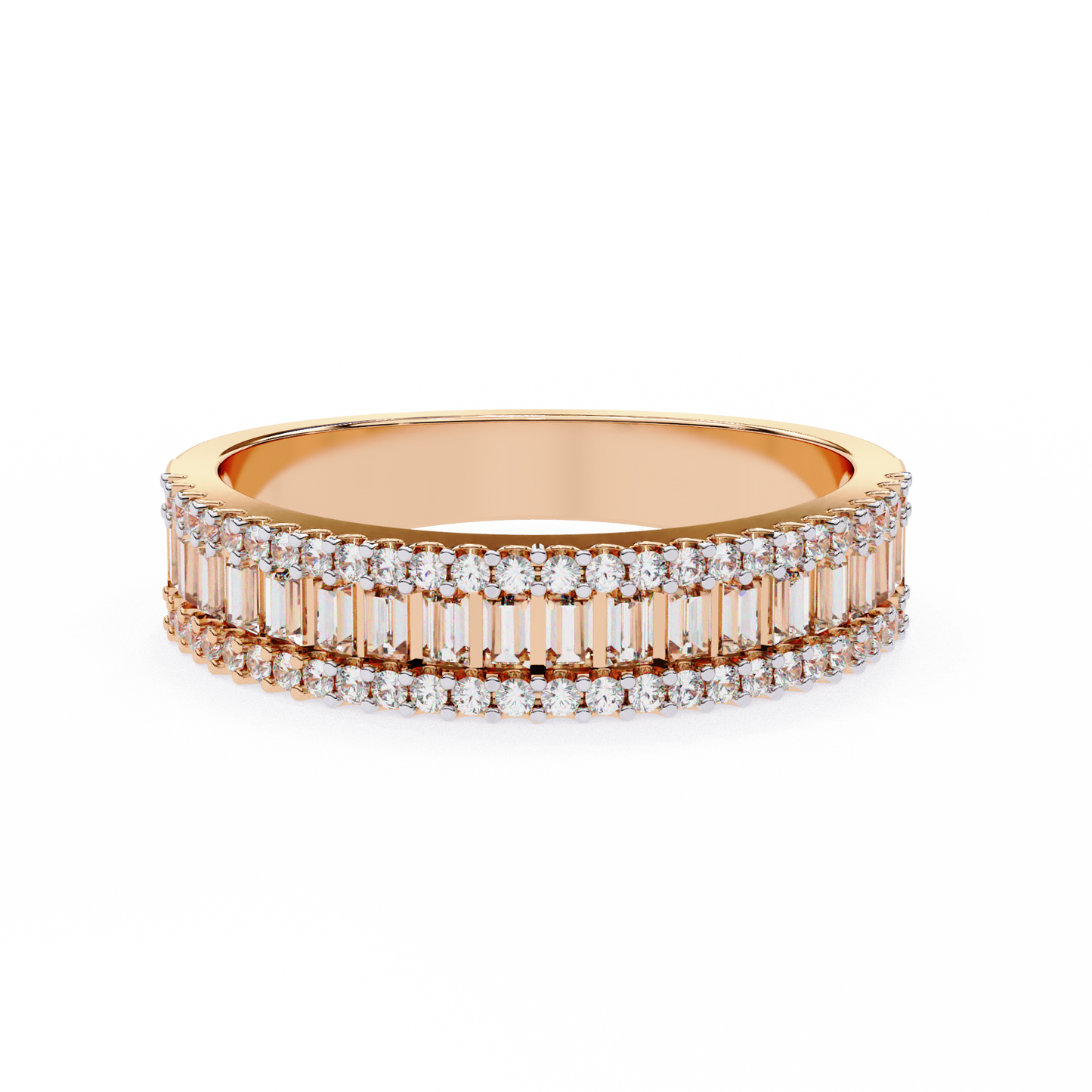 rose gold / moissanite, rose gold / lab grown