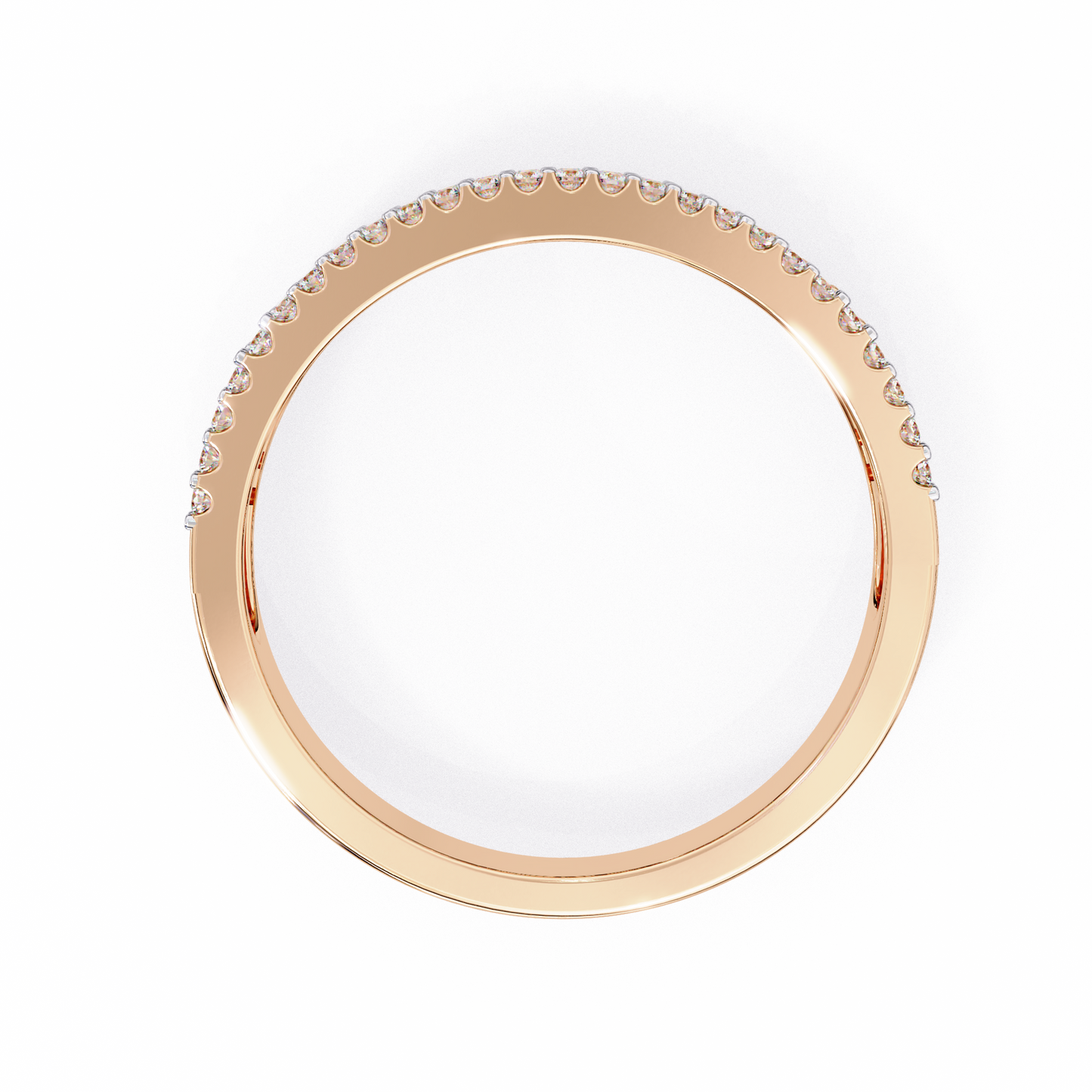 rose gold / moissanite, rose gold / lab grown