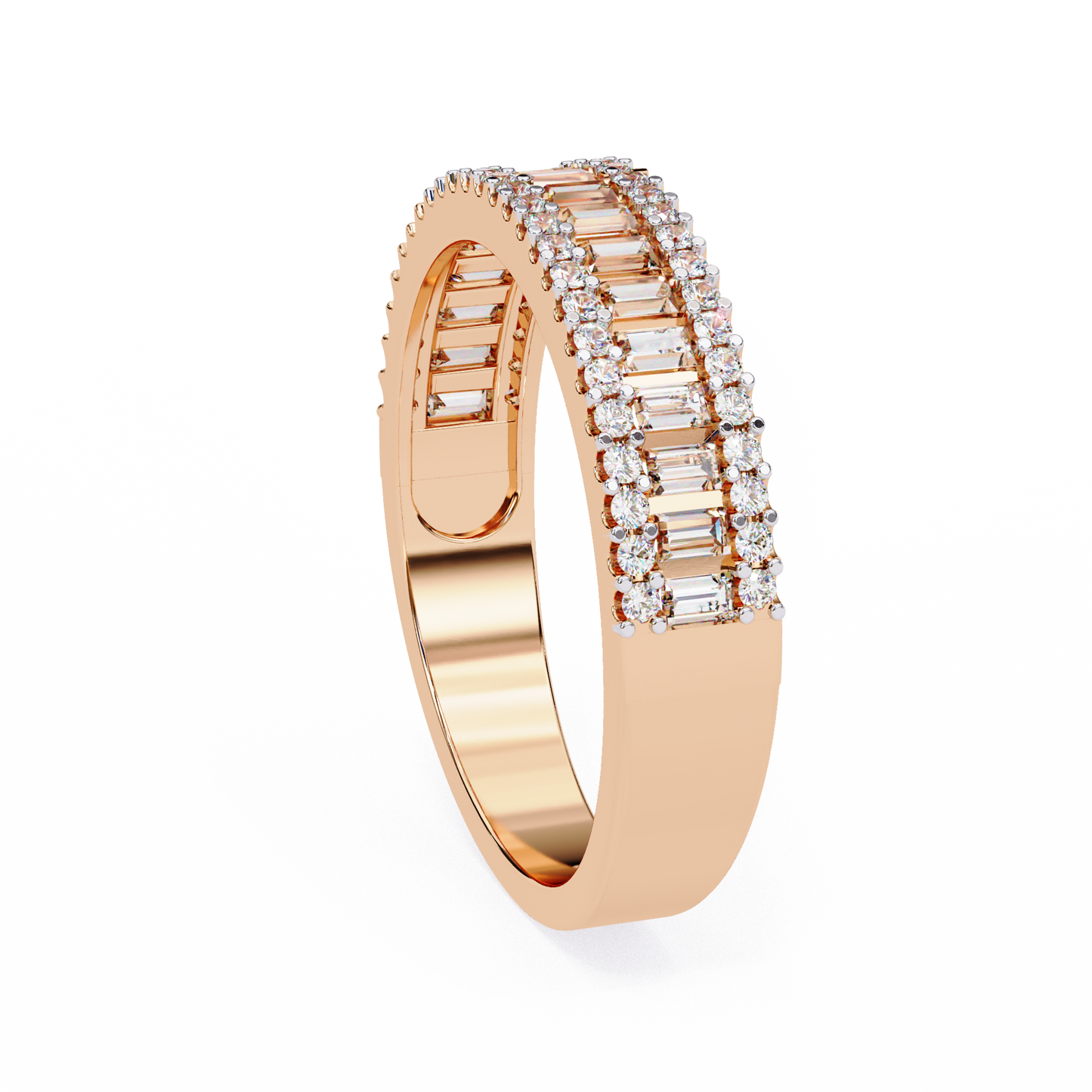 rose gold / moissanite, rose gold / lab grown