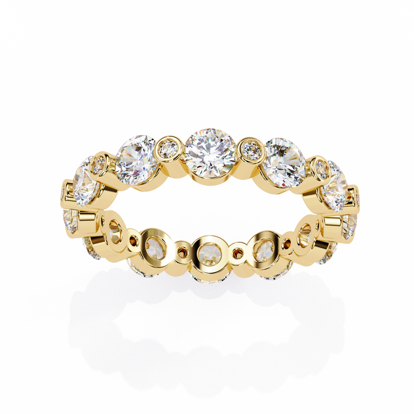 yellow gold / moissanite, yellow gold / lab grown