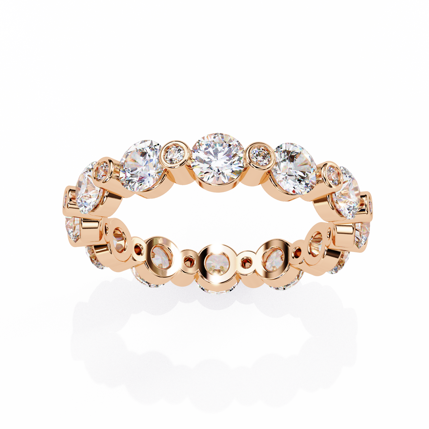 rose gold / moissanite, rose gold / lab grown