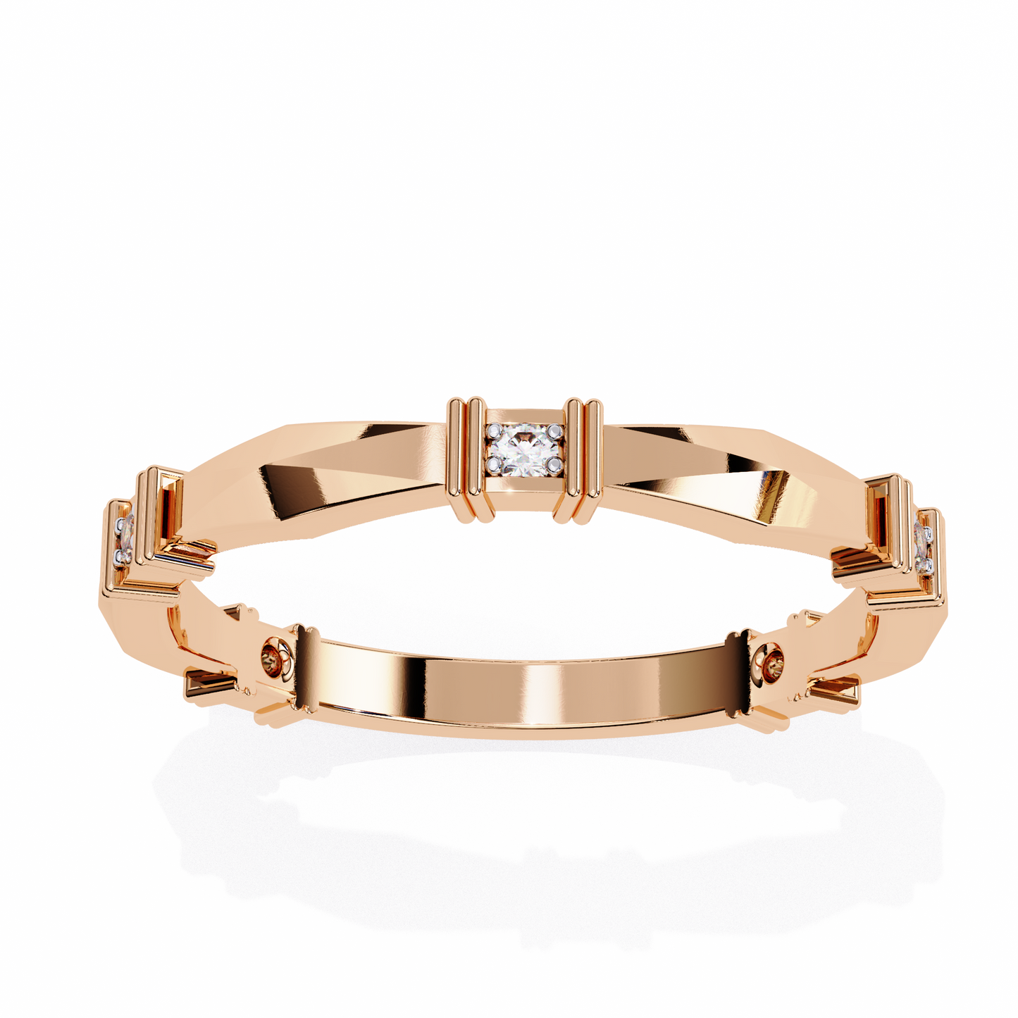 rose gold / moissanite, rose gold / lab grown