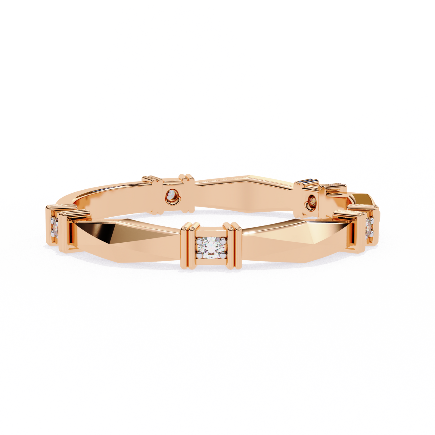 rose gold / moissanite, rose gold / lab grown