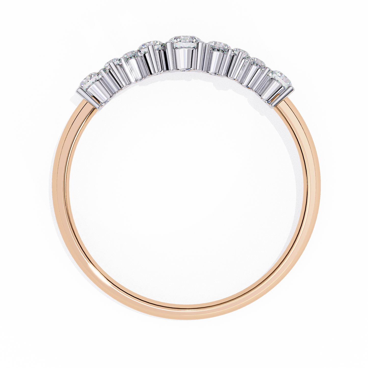 rose gold / moissanite, rose gold / lab grown
