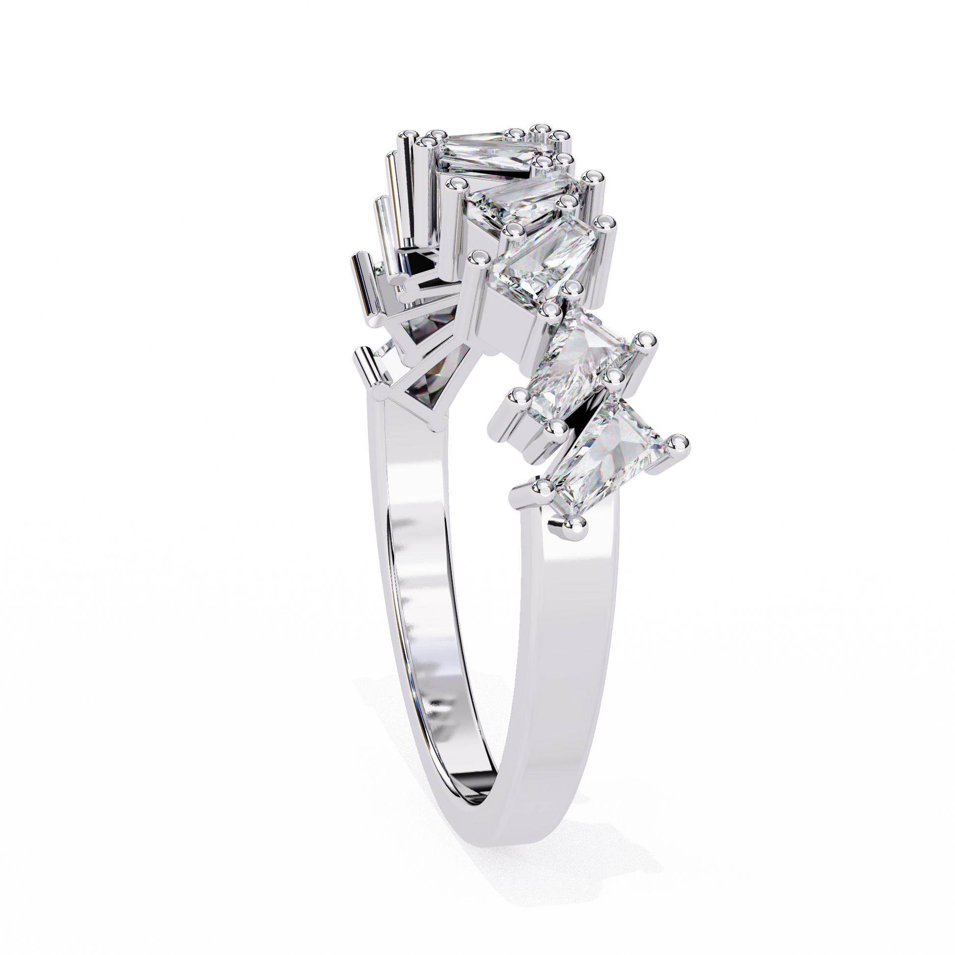 White Gold / Moissanite, White Gold / Lab Grown