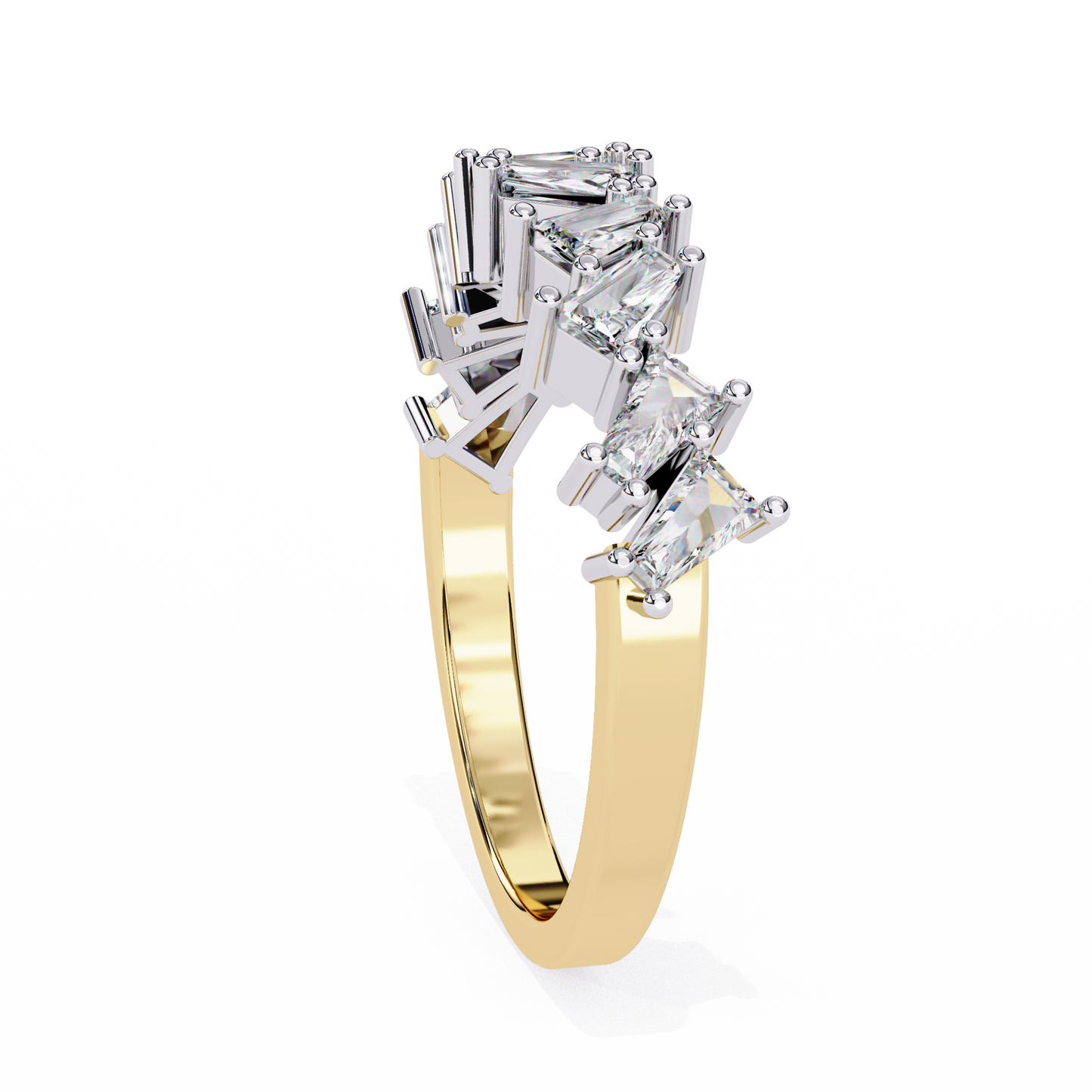 yellow gold / moissanite, yellow gold / lab grown