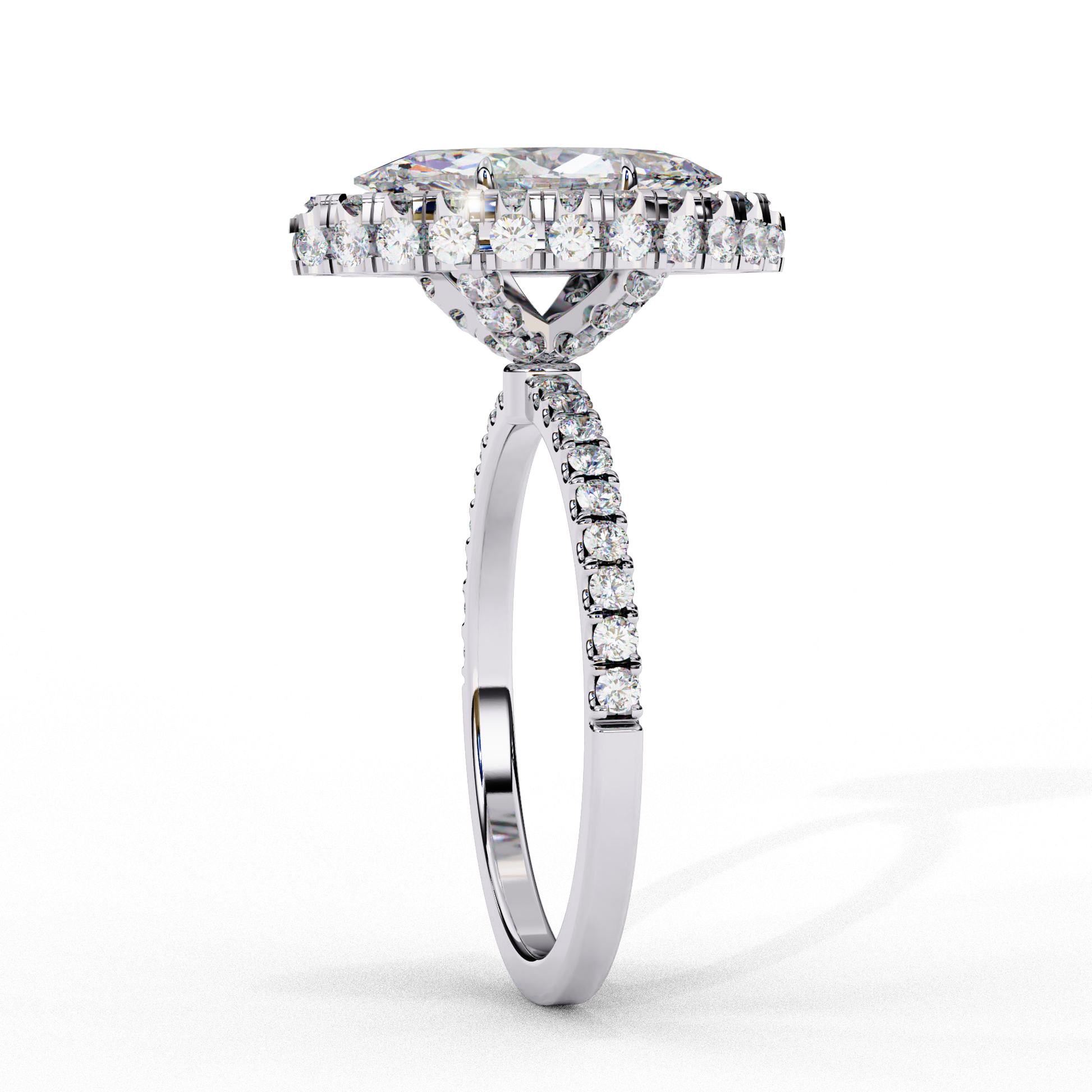 White Gold / Moissanite, White Gold / Lab Grown