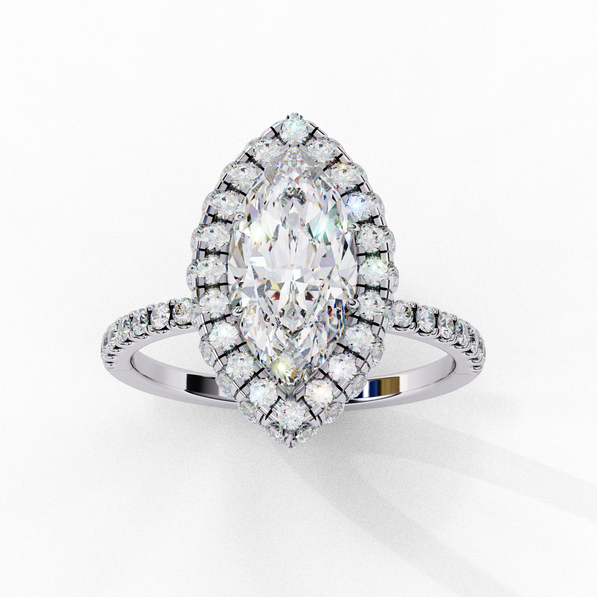 White Gold / Moissanite, White Gold / Lab Grown
