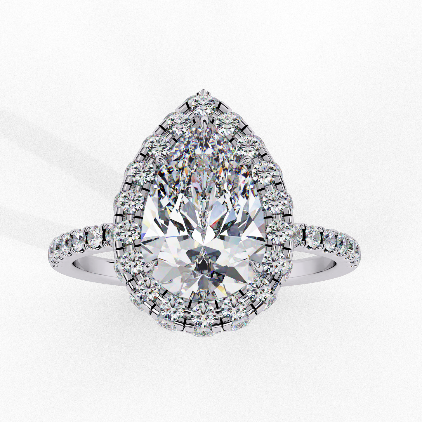 white gold / moissanite, white gold / lab grown