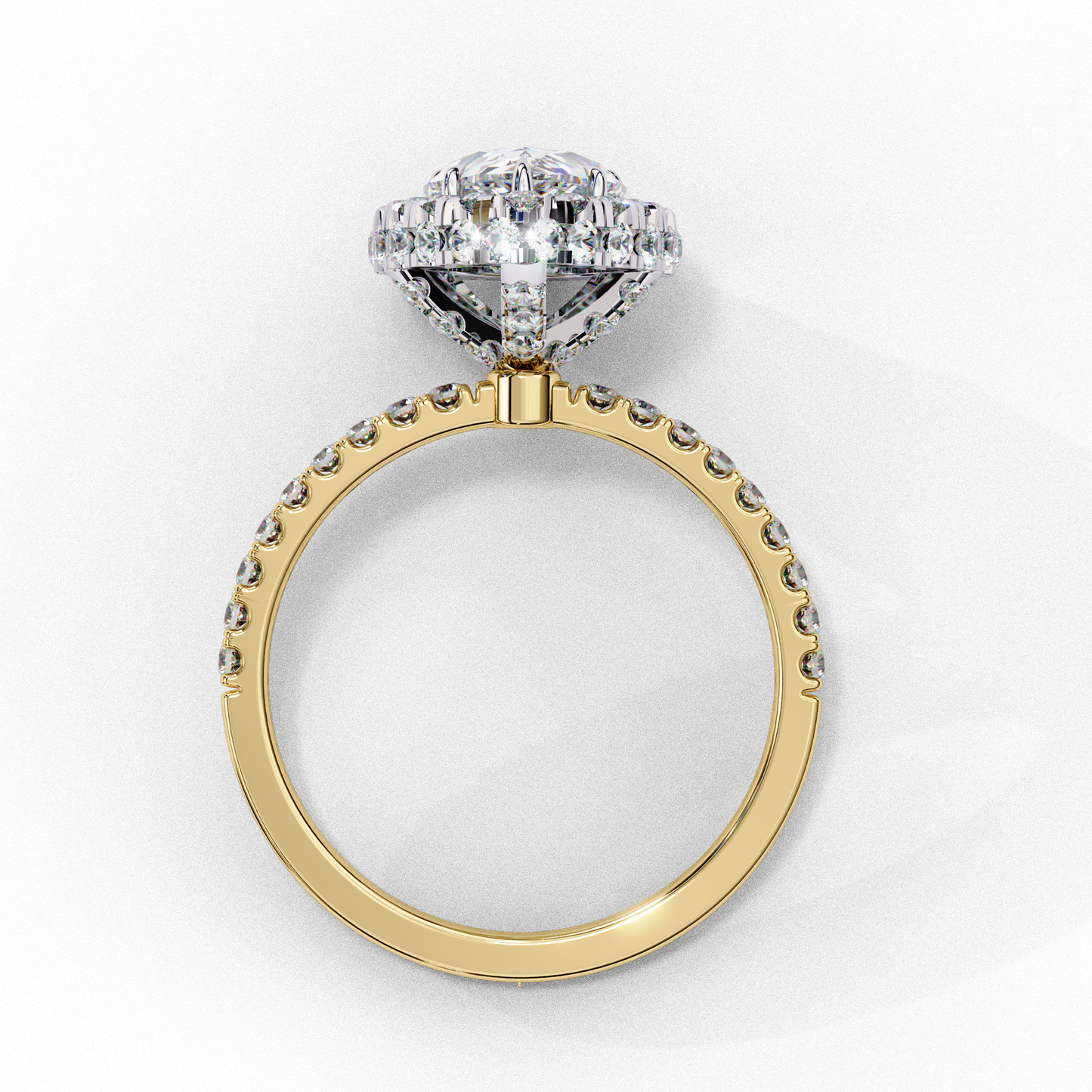 yellow gold / moissanite, yellow gold / lab grown
