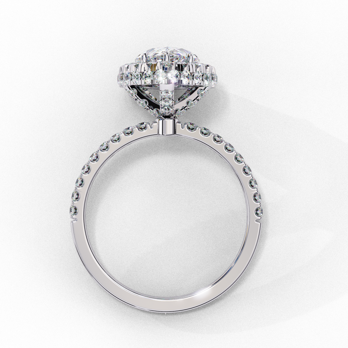 white gold / moissanite, white gold / lab grown