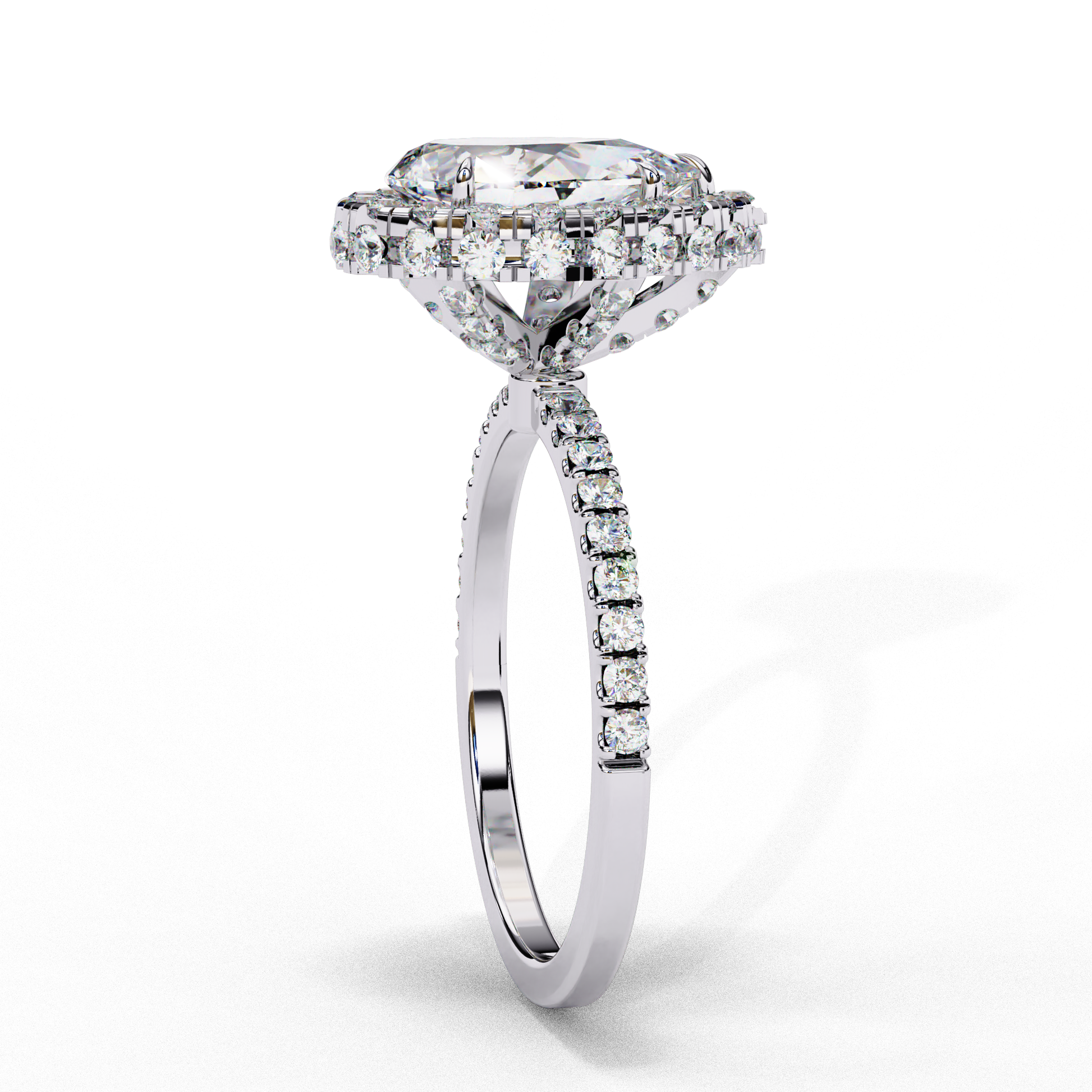 White Gold / Moissanite, White Gold / Lab Grown