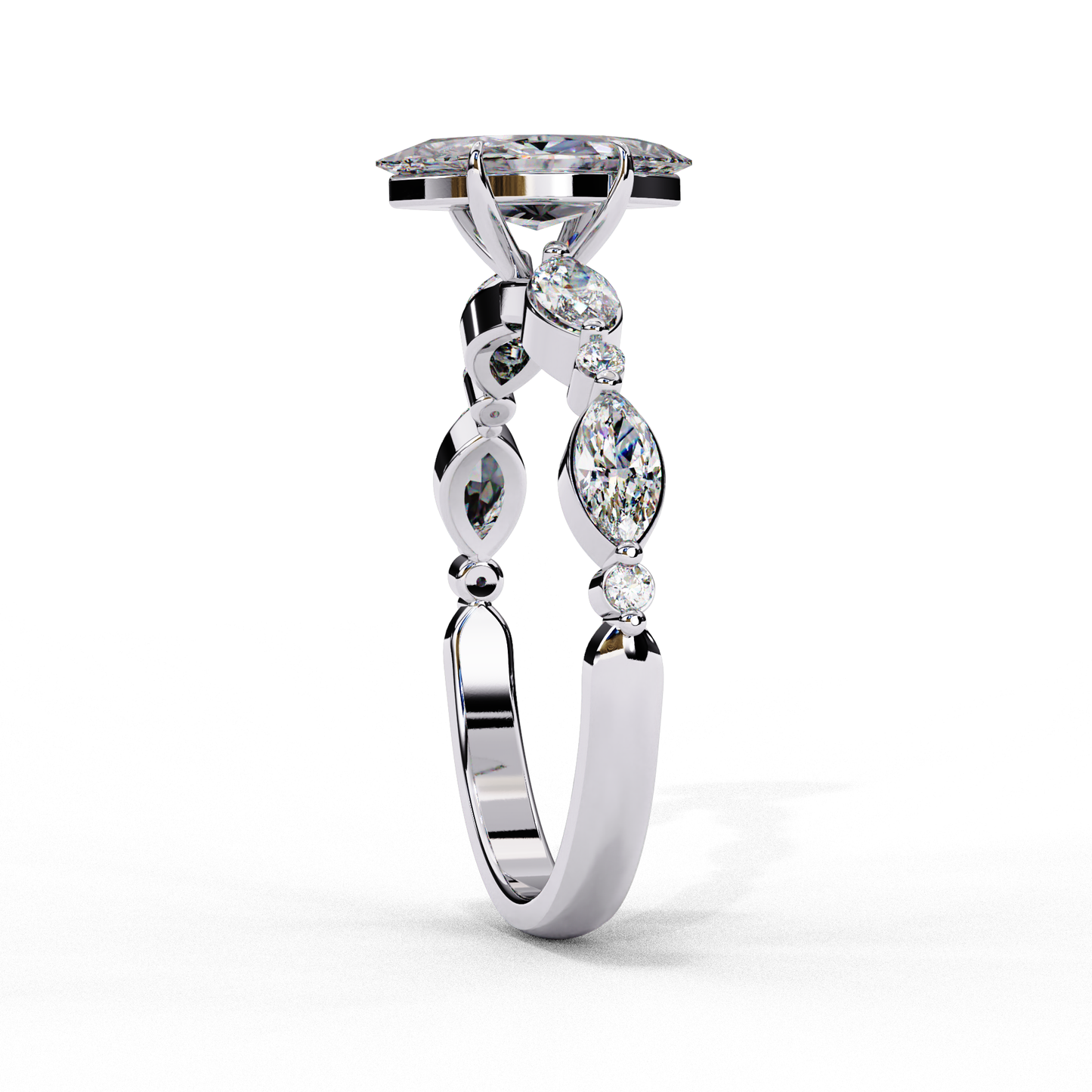white gold / moissanite, white gold / lab grown