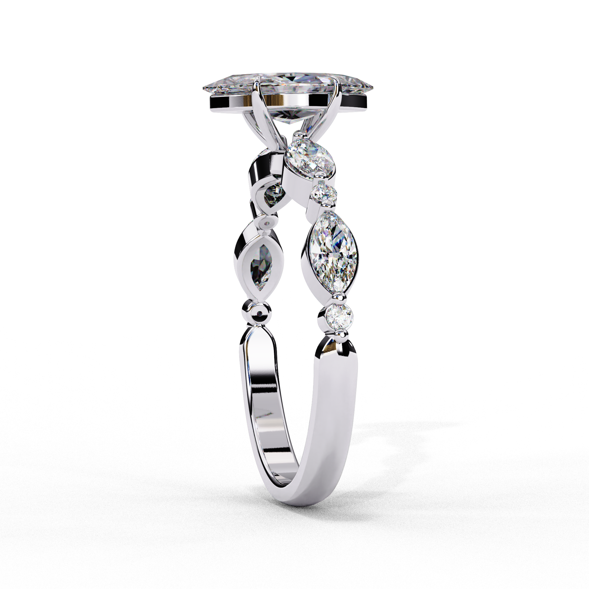White Gold / Moissanite, White Gold / Lab Grown