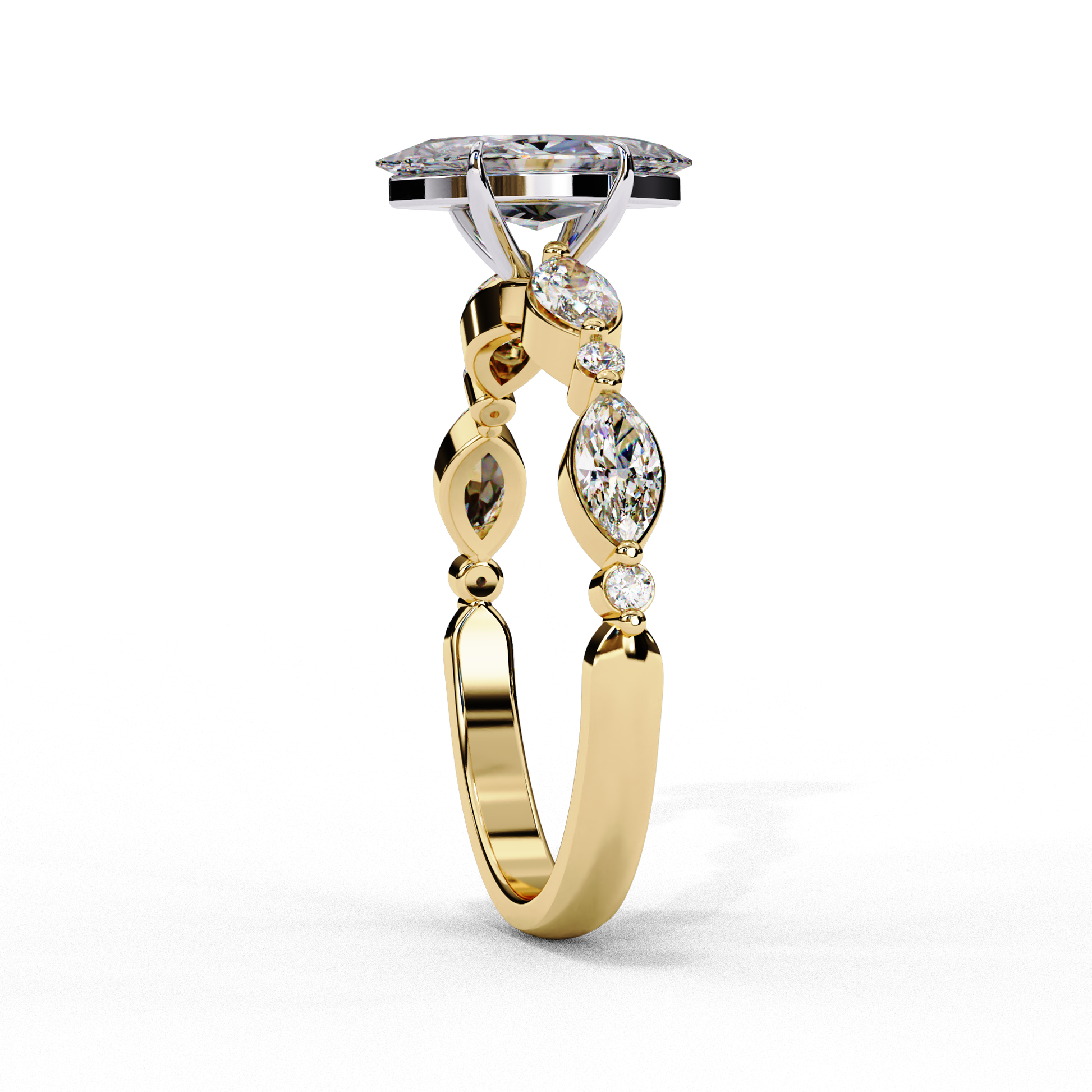 Yellow Gold / Moissanite, Yellow Gold / Lab Grown