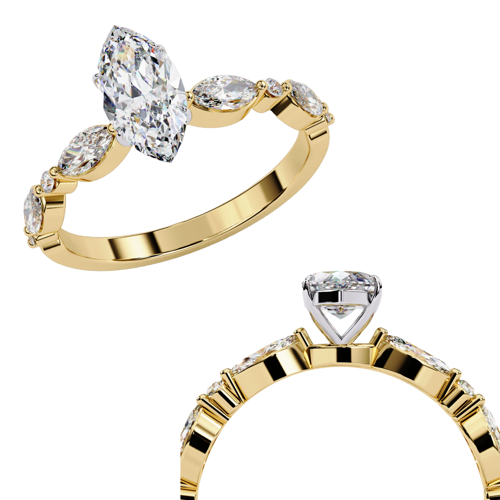 Yellow Gold / Moissanite, Yellow Gold / Lab Grown